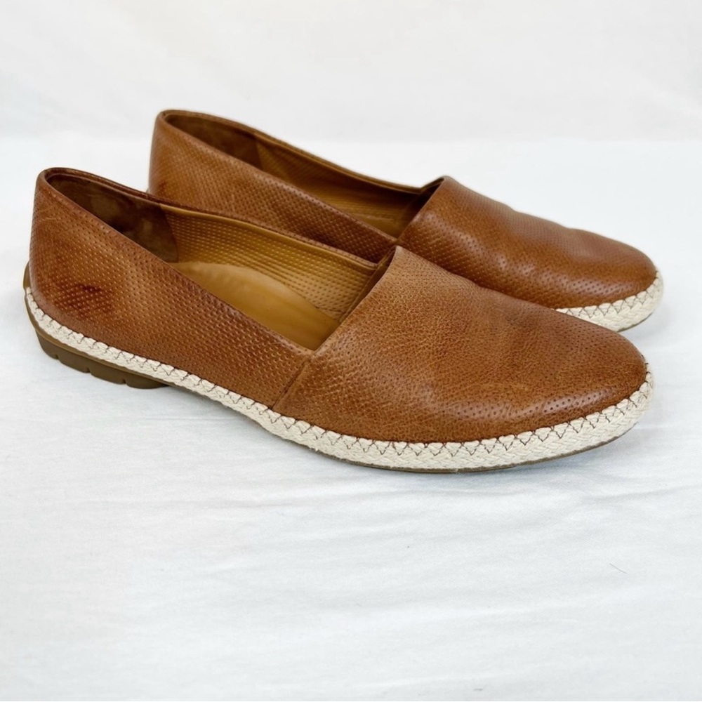 Paul Green Roxy Flat Women US 6.5 UK 4 . Cognac Brown perforated leather